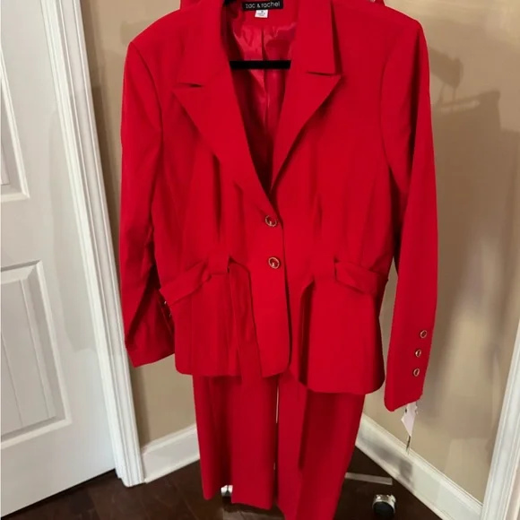 Zac & Rachel Vibrant Red Women's Blazer Suit - Picture 1 of 5